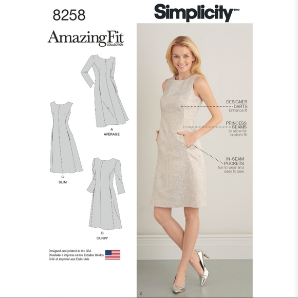 2 UC FF Simplicity Amazing Fit Dresses Sewing Patterns 8258 & 1156, size 10-18 - Picture 2 of 14
